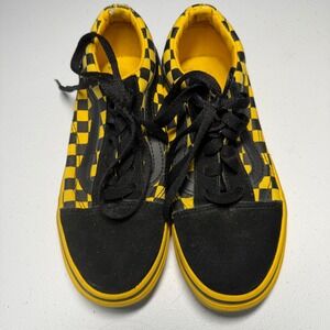 Vans Old Skool Kids Checkerboard Black Yellow Skate Shoes Size 3 Youth